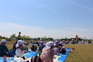 青空の下でお弁当