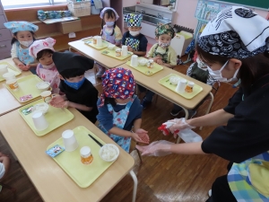 身支度・消毒・手洗い完了！