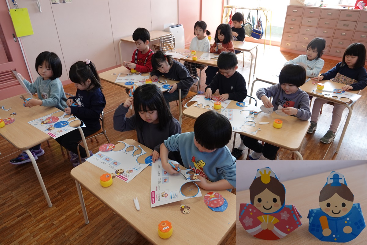 2月29日（木）たけぐみの製作帳のひな人形