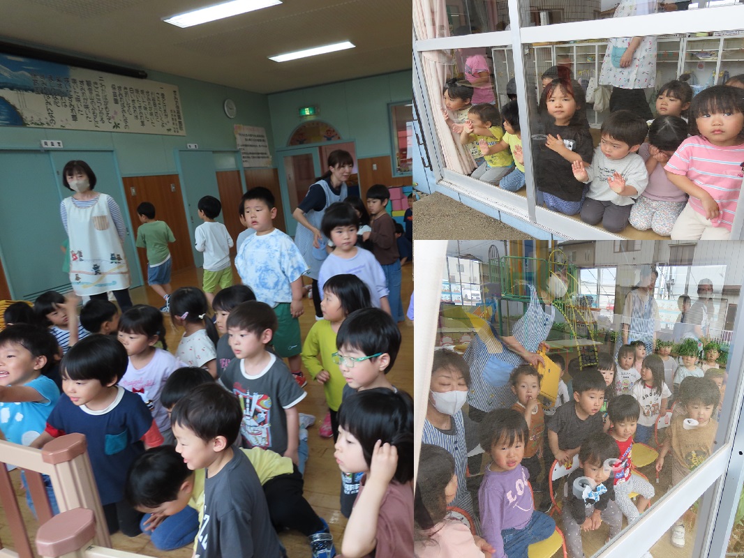 こどもたちも部屋から応援します